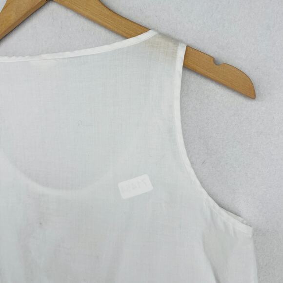 EILEEN FISHER Tank Top S Organic Cotton Voile Sheer Smocked Shell White - Picture 10 of 15